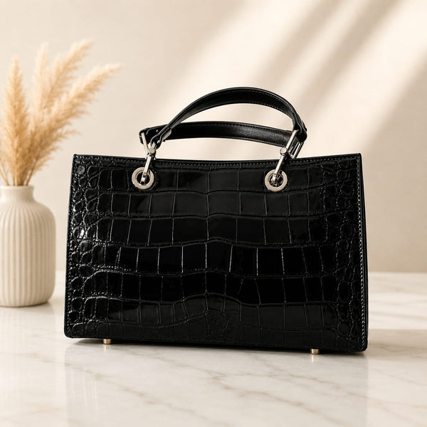 Sac Baguette Cuir Grainé Brun — Anses Dorées