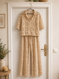 Ensemble Short & Top Crochet Bohème — Beige