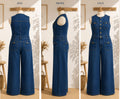 Combinaison Jean Wide-Leg Sans Manches — Bleu Marine